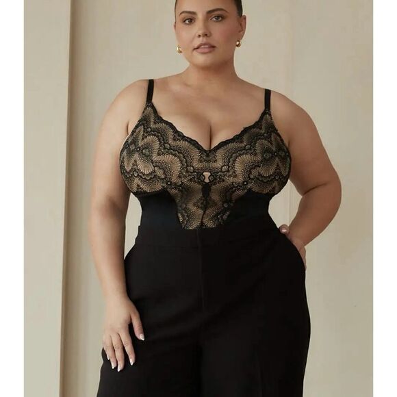 Pinsy Sculpting Lace Shapewear Bodysuit in Black Size 2X / Néw No Tags - Picture 7 of 11